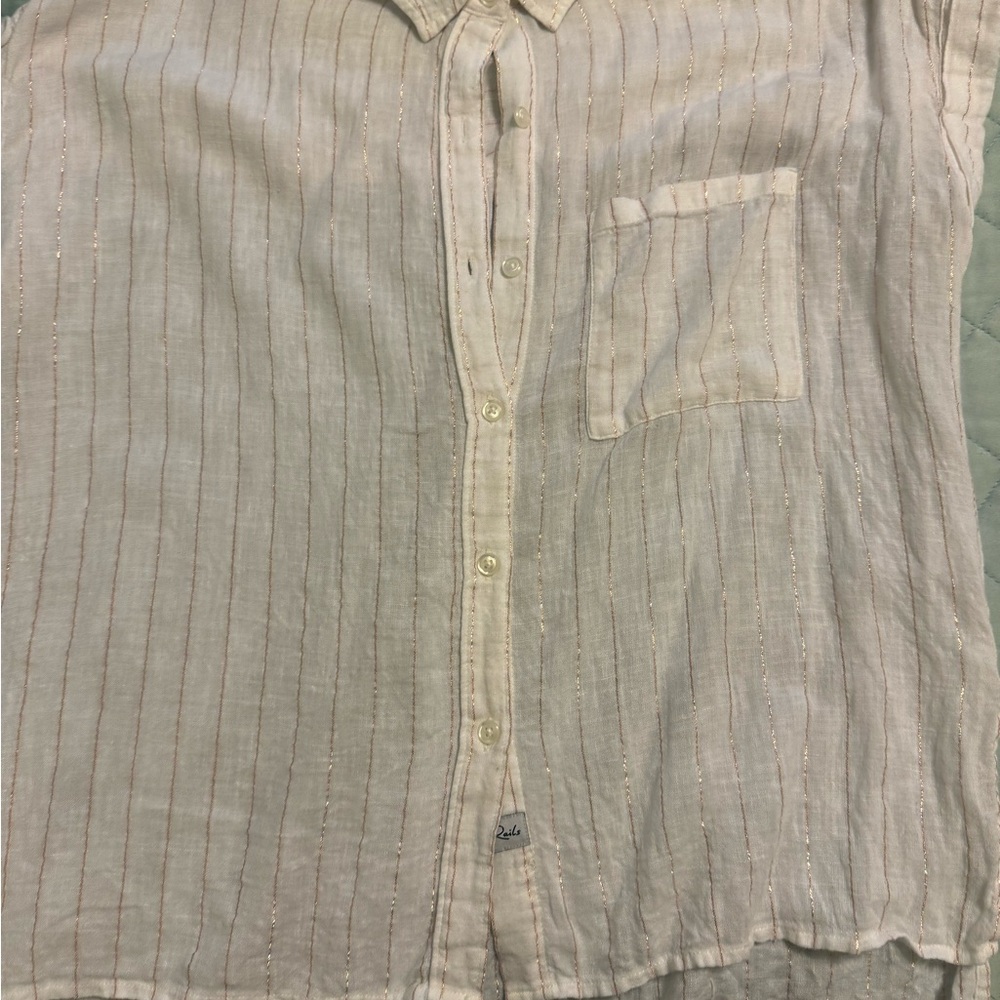 Rails Beige and Gold Striped Casual Shirt